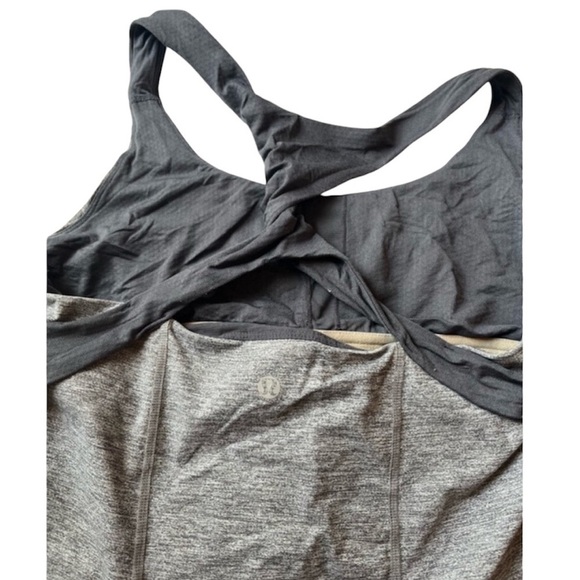 Lululemon Push Your Limits Luxtreme Crossback Tank Top Gray Twist Built-In Bra - Picture 3 of 3